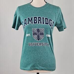 University of Cambridge Women's Collegiate Green Short Sleeve T-shirt Shirt | XS
